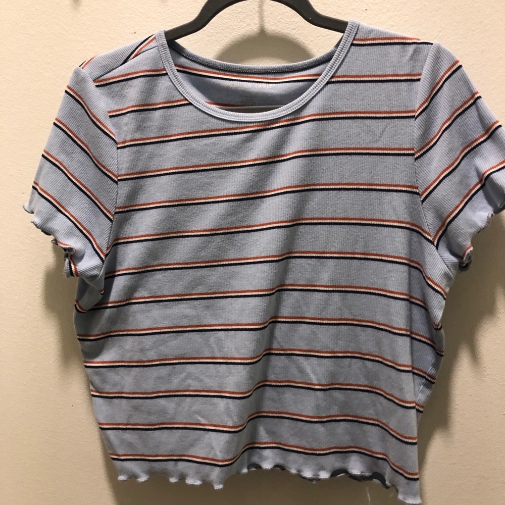 American Eagle red, white, and blue striped tee